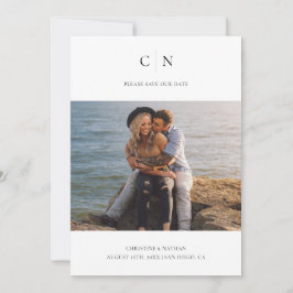 Elegant Monogram Foto QR-kod  Spara Datumet