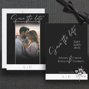 Elegant monogram Fotokapligraphy svart Spara Datumet