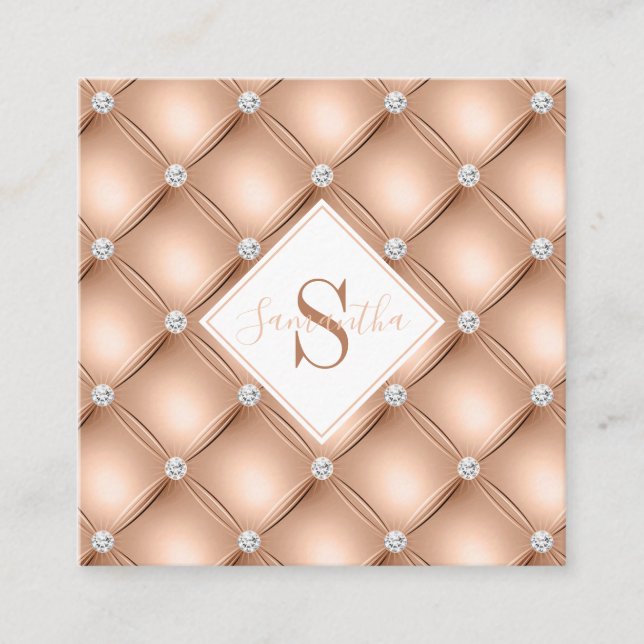 Elegant Monogram Frisyr & Smink Fyrkantigt Visitkort (Framsida)