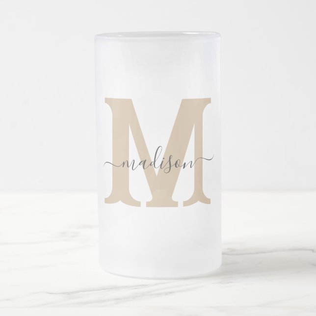 Elegant Monogram Frosted Beer Mugg (Center)