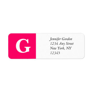 Elegant Monogram G-returadressetikett Rosa Returadress Etikett