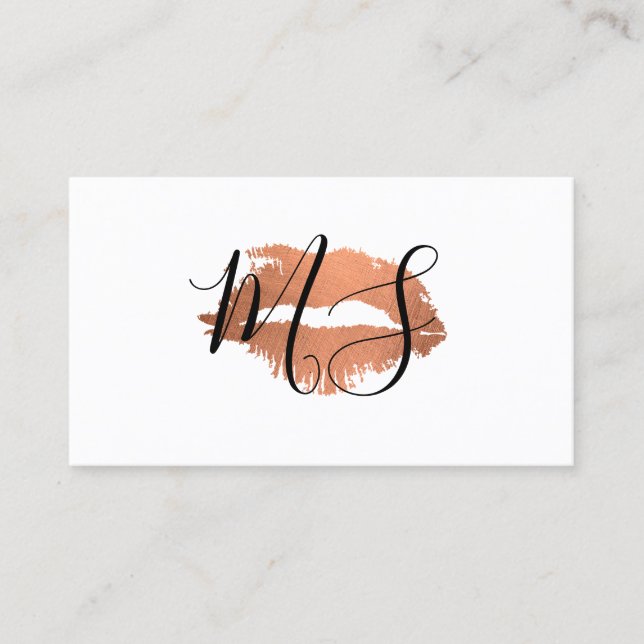 Elegant Monogram/Glamor Kiss Visitkort (Framsida)