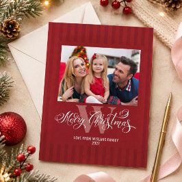 Elegant Monogram God Jul Familjefoto Julkort