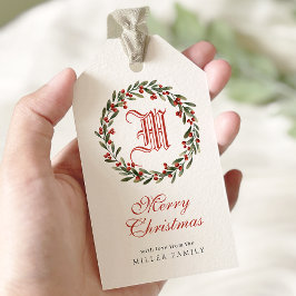 Elegant Monogram God jul Helgdag Utandning Presentetikett