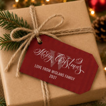 Elegant Monogram God Jul Kalligrafi Röd