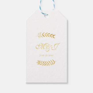 Elegant Monogram Golden Lövs Wedding Favor Presentetikett