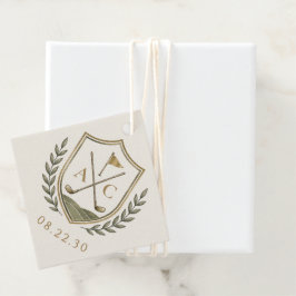 Elegant Monogram Golf Crest Bröllop Gåvor Etiketter