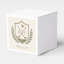 Elegant Monogram Golf Crest Bröllop Presentaskar