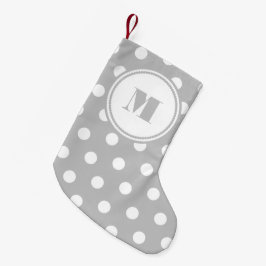 Elegant Monogram Grå Prickar Liten Julstrumpa