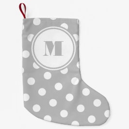 Elegant Monogram Grå Prickar Liten Julstrumpa
