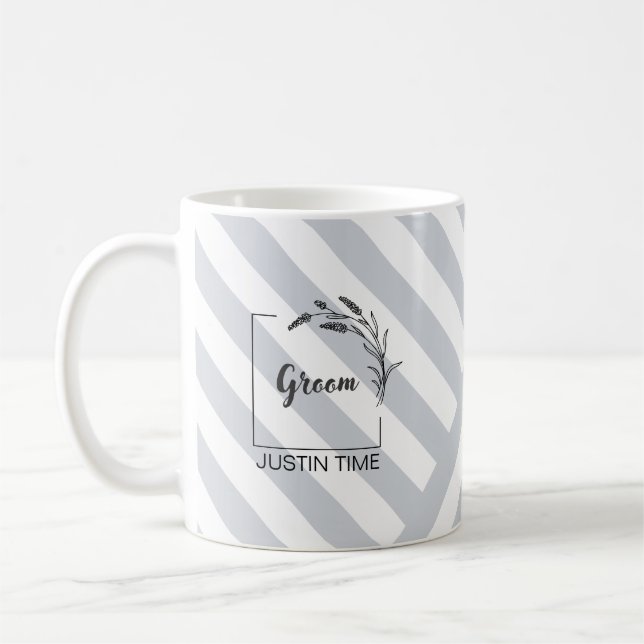 Elegant monogram grårandig mugg (Vänster)