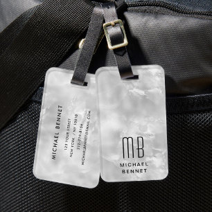 Elegant Monogram Grått Bagagebricka