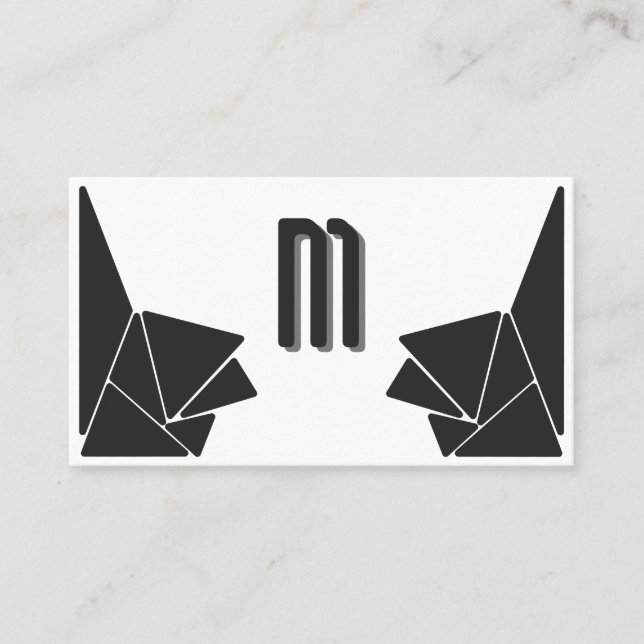Elegant monogram grått svarttrianglar mosaikplatto visitkort (Framsida)