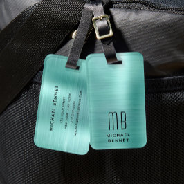 Elegant Monogram Green Bagagebricka