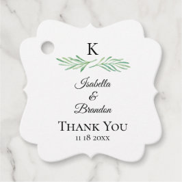 Elegant Monogram Greenery Bröllop Gåvor Etiketter