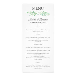 Elegant Monogram Greenery Bröllop Menu 2 Reklamkort