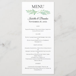 Elegant Monogram Greenery Bröllop Menu Meny