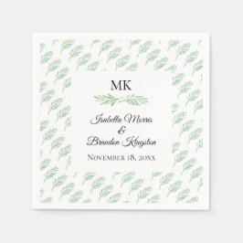 Elegant Monogram Greenery Bröllop Napkin Pappersservett