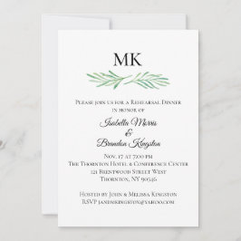Elegant Monogram Greenery Rehearsal Middag Inbjudningar