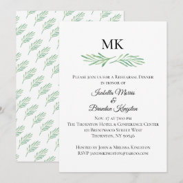 Elegant Monogram Greenery Rehearsal Middag Inbjudningar