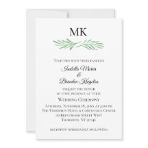 Elegant Monogram Greenery Wedding bjudande in