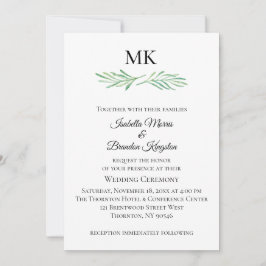 Elegant Monogram Greenery Wedding bjudande in Inbjudningar