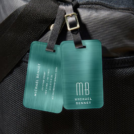 Elegant Monogram Grön Bagagebricka