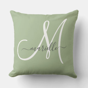 Elegant Monogram Grön Kuddthrow Kudde