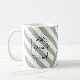 Elegant Monogram Grönrandig Mugg i Salviafärgad To