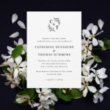 Elegant Monogram Grönska Blad Bröllop