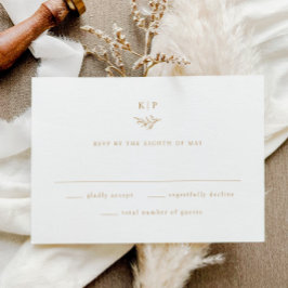 Elegant Monogram Grönska Blad Bröllop OSA Kort