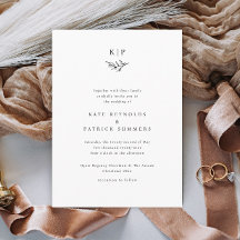Elegant Monogram Grönska Blad Enkel Bröllop