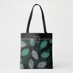 Elegant Monogram Grönt Botanical Mönster Tygkasse