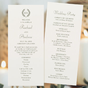 Elegant Monogram Grönt Cream Bröllop - tidslinje - Program