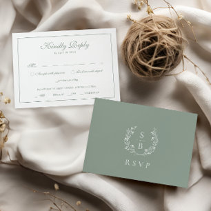 Elegant Monogram Grönt för OSA av utandningsluft Tilläggskort