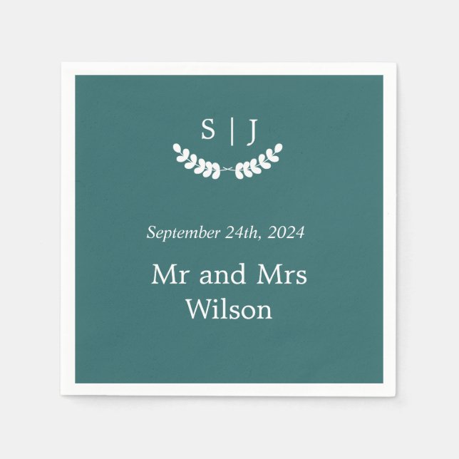 Elegant Monogram-Grönt judtontröst Pappersservett (Framsidan)