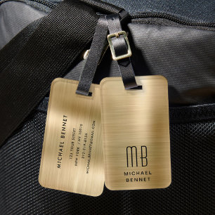 Elegant Monogram Guld Bagagebricka