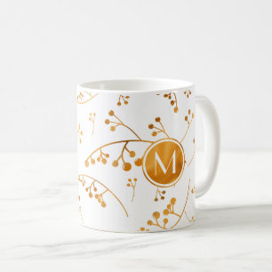 Elegant monogram guld bär mönster kaffemugg