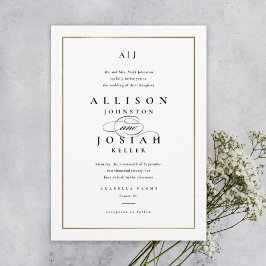 Elegant Monogram Guld Bröllop Inbjudningar