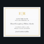Elegant Monogram Guld budget Bröllop spara datum<br><div class="desc">Elegantens budget sparar datumet med era två första monogram i faux guld,  innanför gräns,  över en vit bakgrund. Denna klassutformning är underbar för ett formellt bröllop.</div>