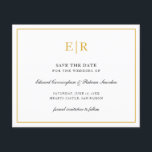 Elegant Monogram Guld budget Bröllop spara datum Flygblad<br><div class="desc">Elegantens budget sparar datumflygaren med dina två första monogram i faux guld,  innanför gräns,  över en vit bakgrund. Denna klassutformning är underbar för ett formellt bröllop. OBSERVERA: Kuvert ingår INTE.</div>