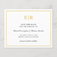 Elegant Monogram Guld budget Bröllop spara datum