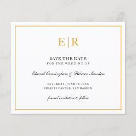 Elegant Monogram Guld budget Bröllop spara datum Flygblad