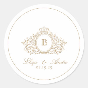 Elegant Monogram Guld Classic Round Sticker Runt Klistermärke
