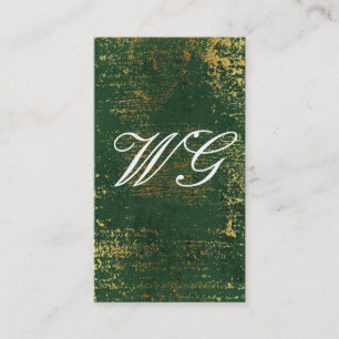 Elegant Monogram Guld Grunge Grönt Struktur Visitkort