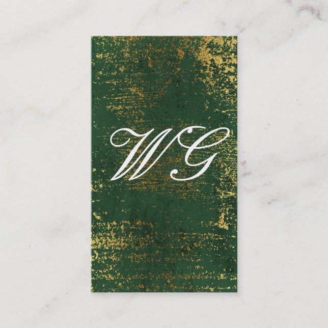 Elegant Monogram Guld Grunge Grönt Struktur Visitkort (Framsida)