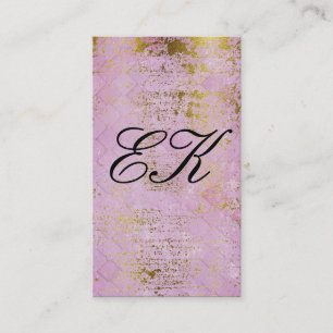 Elegant Monogram Guld Grunge Rosa Tiles () Visitkort
