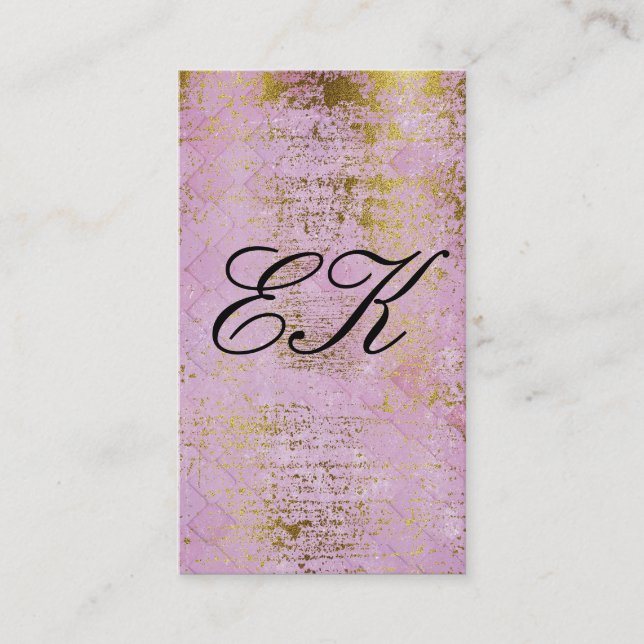 Elegant Monogram Guld Grunge Rosa Tiles () Visitkort (Framsida)