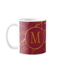 Elegant monogram guld masala berry mönster