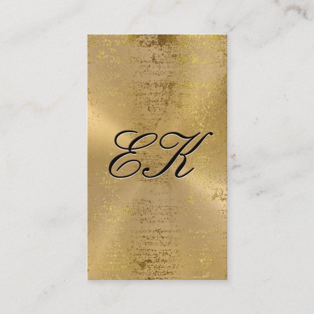 Elegant Monogram Guld Metallic Specks Visitkort (Framsida)
